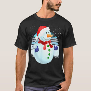 T-shirt Snowman Vintage Sunset Winter Family Christmas Paj