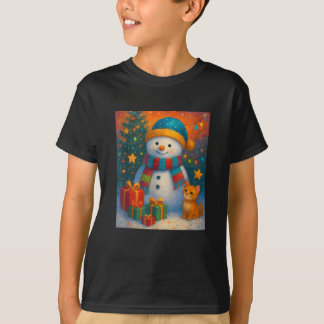 T-shirt Snowman with Christmas Festive Winter Holiday Art