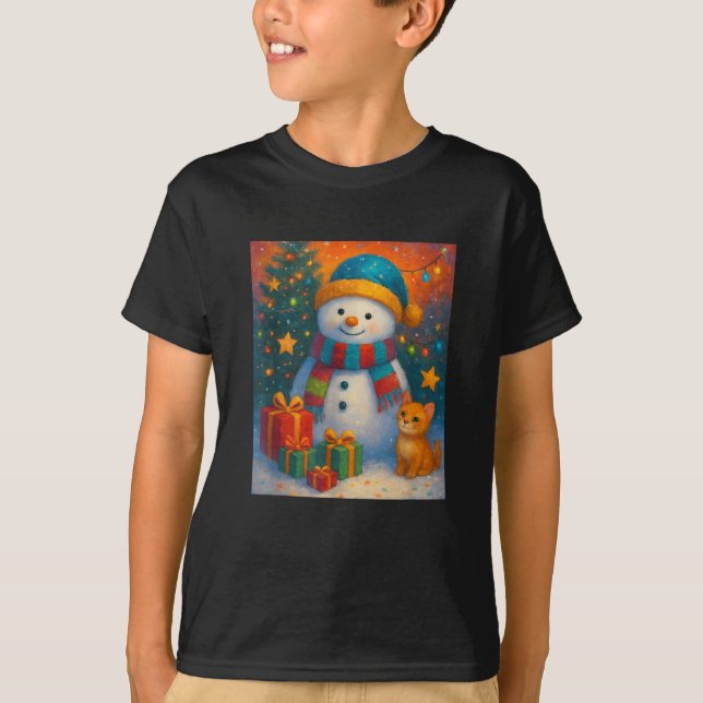 T-shirt Snowman with Christmas Festive Winter Holiday Art (Devant)