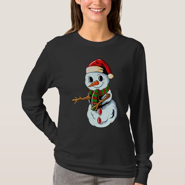 T-shirt Snowman with Christmashat Floss Dance on Christmas (Devant)
