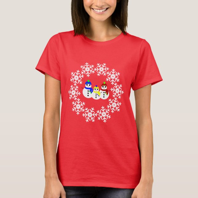 T-shirt Snowmen de Noël (Devant)
