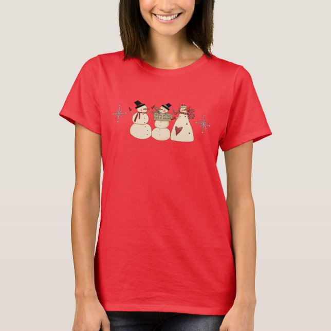 T-shirt Snowmen de Noël (Devant)