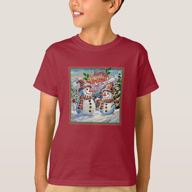 T-shirt Snowmen, Joyeux Noël, (Devant)