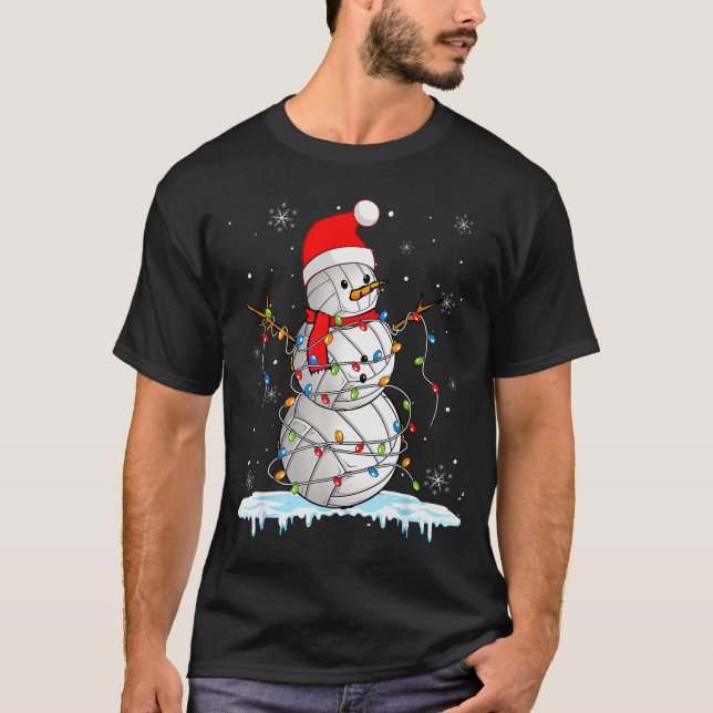 T-shirt Snowmies Santa Lights Christmas Snowman Volleyball (Devant)
