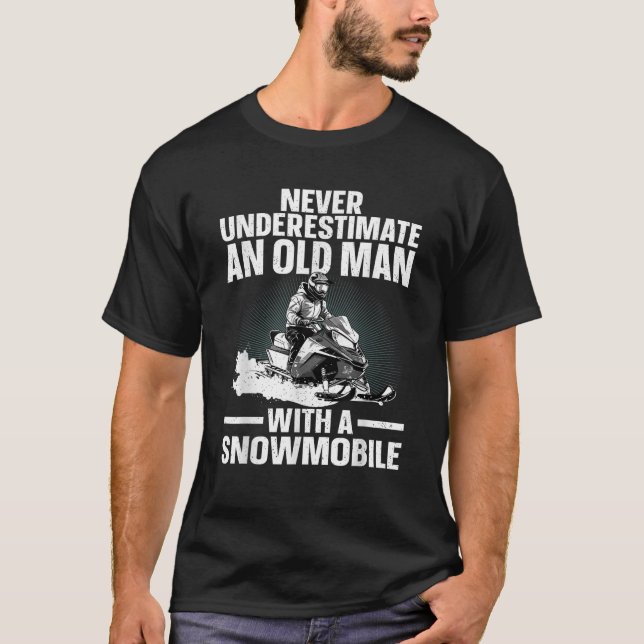 T-shirt Snowmobile Art For Men Grandpa Snowmobiling Snowmo (Devant)