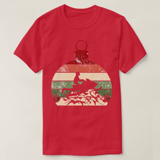 T-shirt Snowmobile Retro Vintage Noël (Design devant)