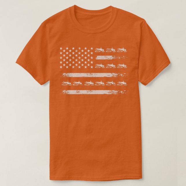 T-shirt Snowmobile Sledding Winter Snow US Drapeau Snowmob (Design devant)