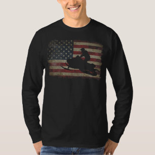 T-shirt Snowmobile USA Drapeau Snow Sled Patriotique