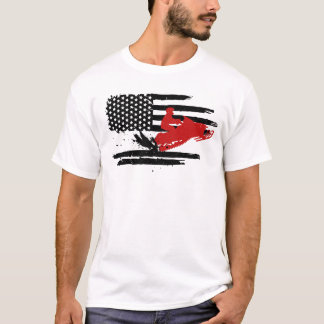 T-shirt Snowmobile USA Flag Patriotic Winter Sport Retro
