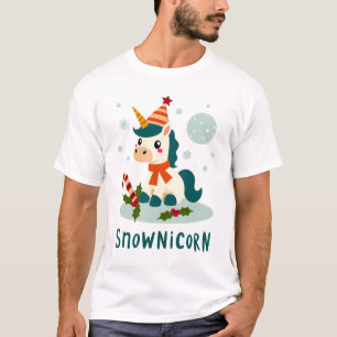 T-shirt Snownicorn Licorne Mignonne Bonhomme de Neige Noël