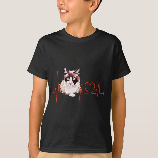 T-shirt Snowscute Ss Cute Ss Cat Heartbeat Ekg Funny I Lov (Devant)