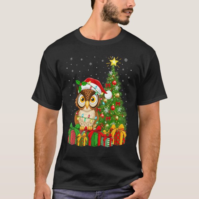 T-shirt Snowy Owl   Xmas Holiday Santa Snowy Owl Christmas (Devant)