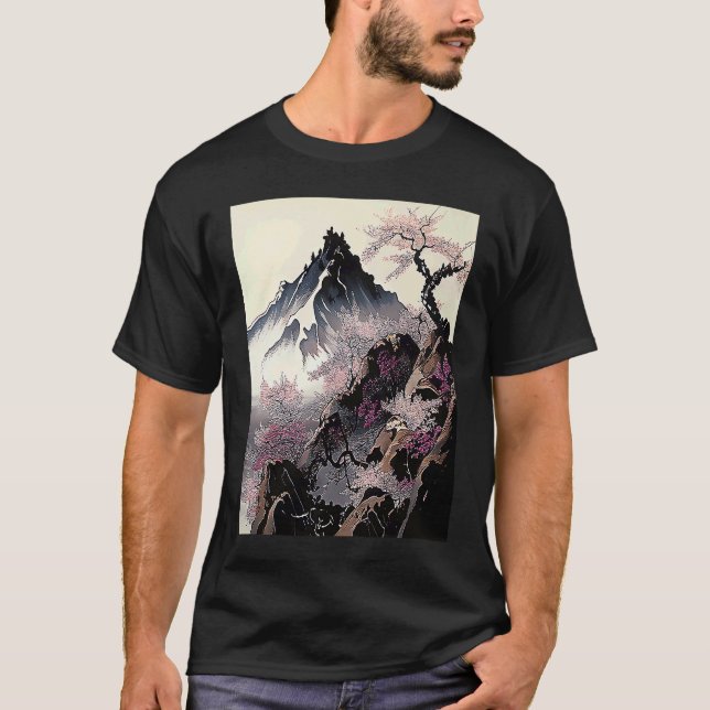 T-shirt snowy peak mountain Cherry Blossom Awesome Japan (Devant)