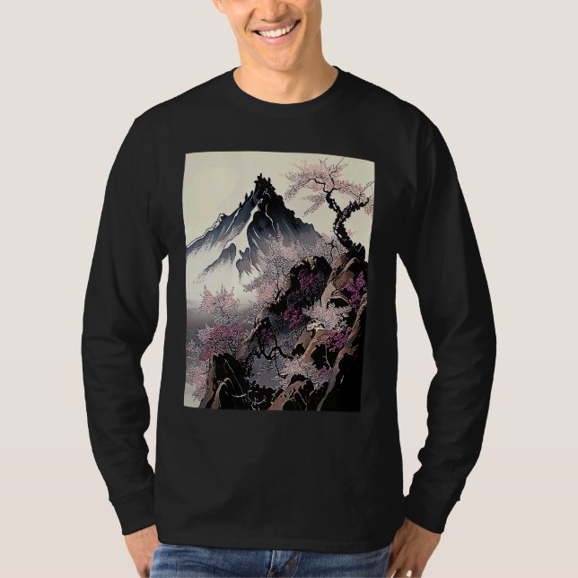T-shirt snowy peak mountain Cherry Blossom Awesome Japan (Devant)