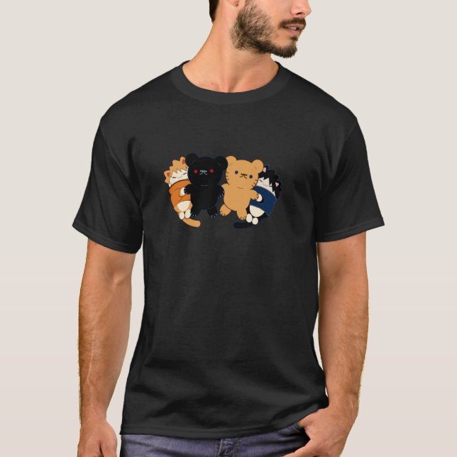 T-shirt Snuggling Anime Cats with Teddy Bears Cute for Cat (Devant)