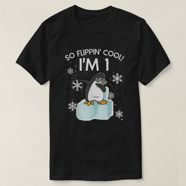 T-shirt So Flippin' Cool - Dabbing Penguin 1st Birthday (Design devant)
