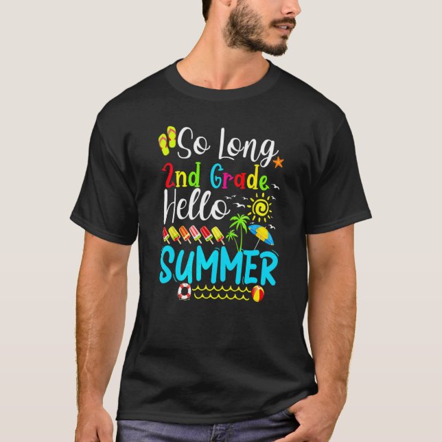 T-shirt So Long 2e année Bonjour Été Enseignant Enfant (Devant)