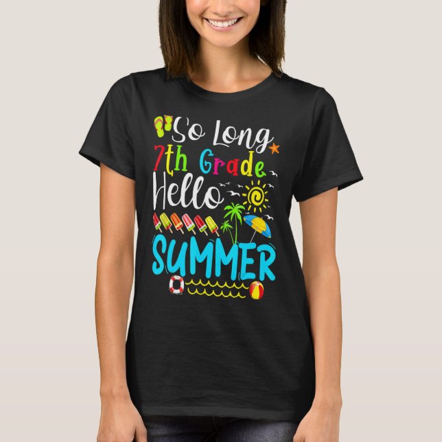 T-shirt So Long 7e année Bonjour Été Enseignant Étudiant E (Devant)