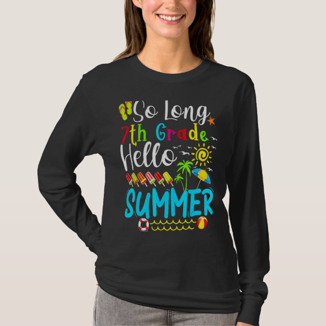 T-shirt So Long 7e année Bonjour Été Enseignant Étudiant E (Devant)