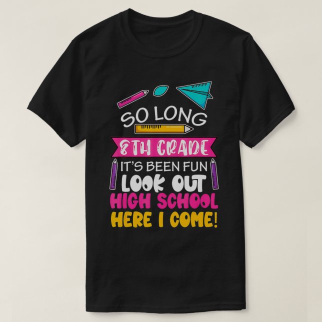 T-shirt So long 8e année Bonjour lycée collège école secon (Design devant)