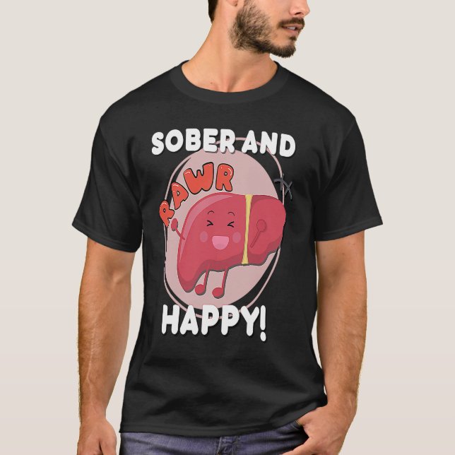 T-shirt Sober and Happy Liver Chibi Joy Recovery Anniversa (Devant)