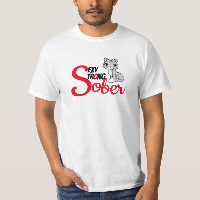 T-shirt Sober, fort et sexy chat (Devant)