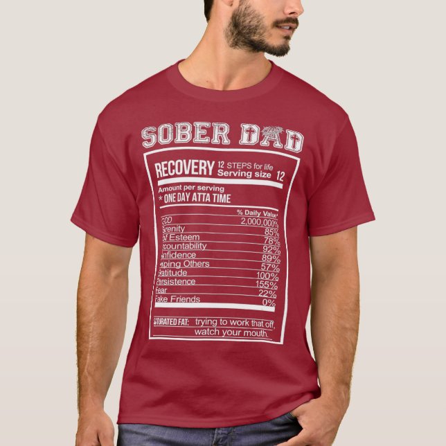 T-shirt Sober Papa Récupération Valeur nutritive Addiction (Devant)