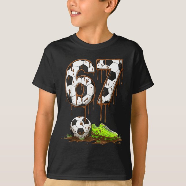 T-shirt Soccer 67 Six Seven Meme Boys Teens Kids Gen Alpha (Devant)
