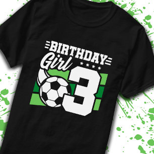 T-shirt Soccer Anniversaire 3 Année Jeune Fille 3e Anniver