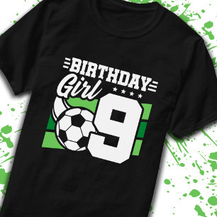 T-shirt Soccer Anniversaire 9 Année Fille 9e Anniversaire