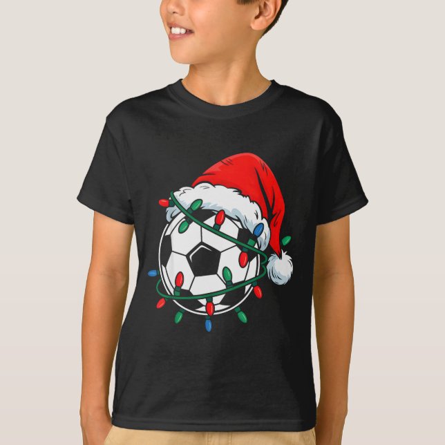 T-shirt Soccer Ball Santa Hat Xmas Funny Christmas Soccer  (Devant)