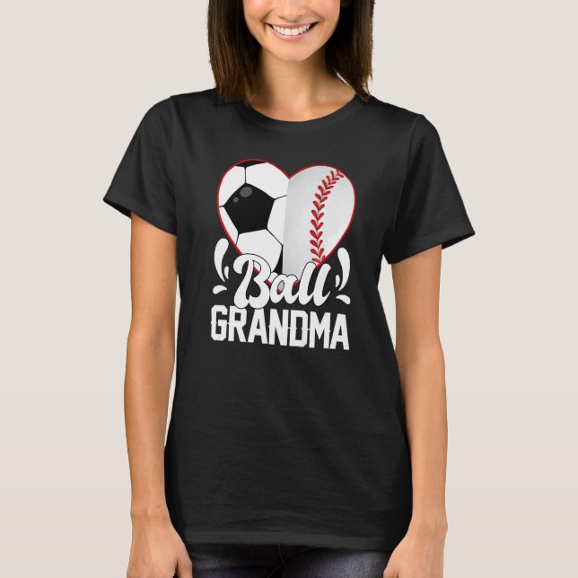 T-shirt Soccer Baseball Softball Grandma Ball Grandma Hear (Devant)