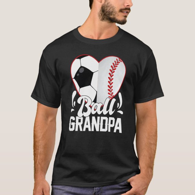 T-shirt Soccer Baseball Softball Grandpa Ball Grandpa Hear (Devant)