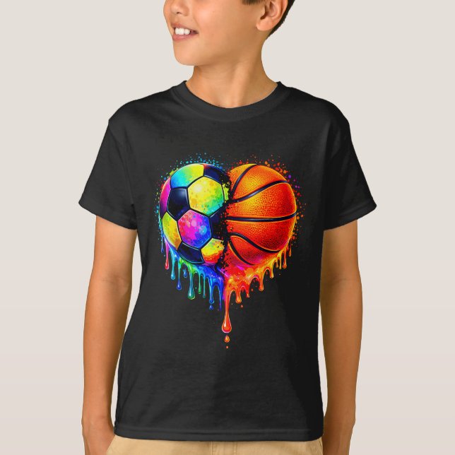 T-shirt Soccer Basketball Drip Heart Srts Valentines Day M (Devant)