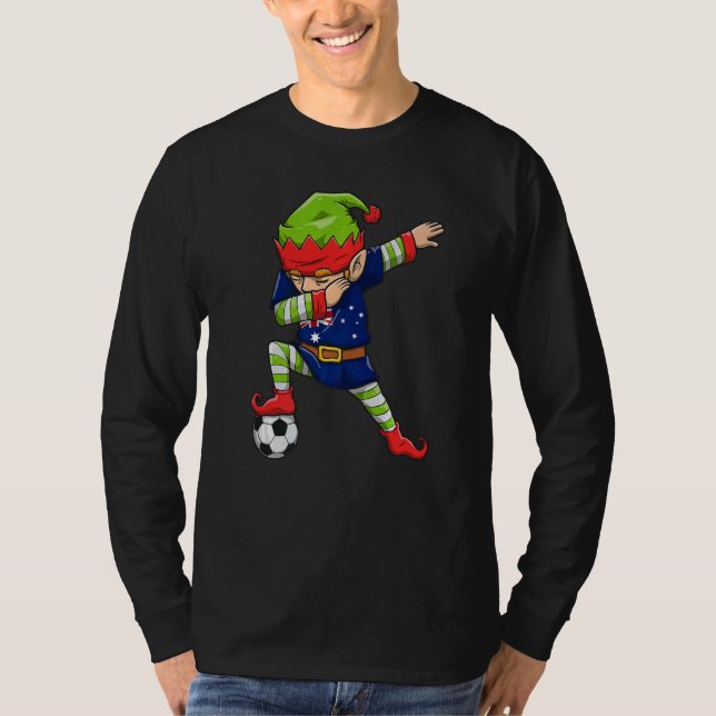 T-shirt Soccer Boy Dabbing Elf Squad Christmas Australia F (Devant)