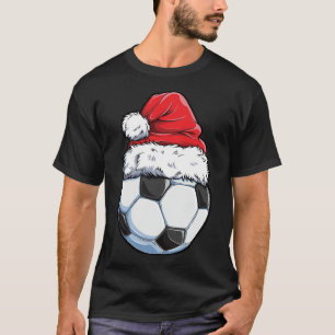 T-shirt Soccer Christmas Ball Santa Hat Funny Sport Noël