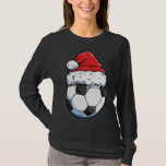 T-shirt Soccer Christmas Ball Santa Hat Funny Sport Noël (<br><div class="desc">Soccer Christmas Ball Santa Hat Funny Sport Noël (2)</div>