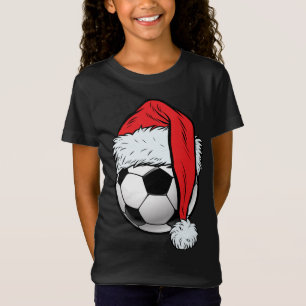 T-Shirt Soccer Christmas Ball Santa Hat Funny Sport Noël