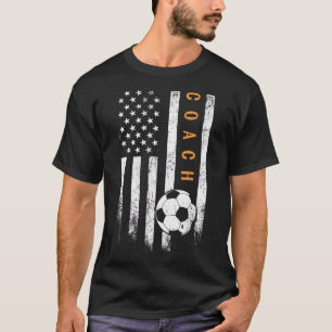 T-shirt Soccer Coach American Flag Design Soccer Trainer C