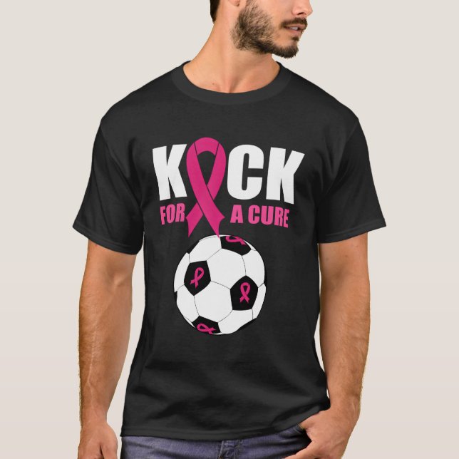 T-shirt Soccer Conscience du cancer du sein K Ribbon Kick  (Devant)