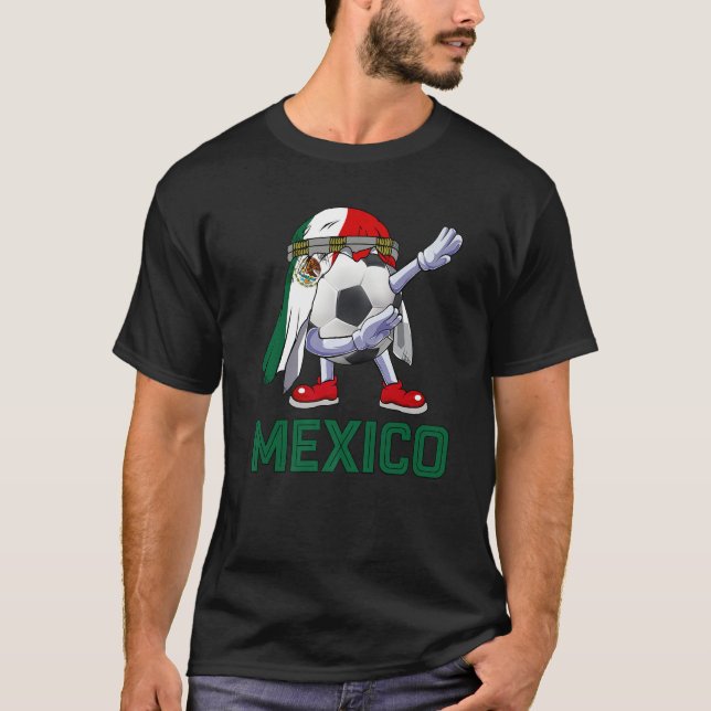 T-shirt Soccer  Cute Soccer Ball Dabbing Mexico Flag Pride (Devant)