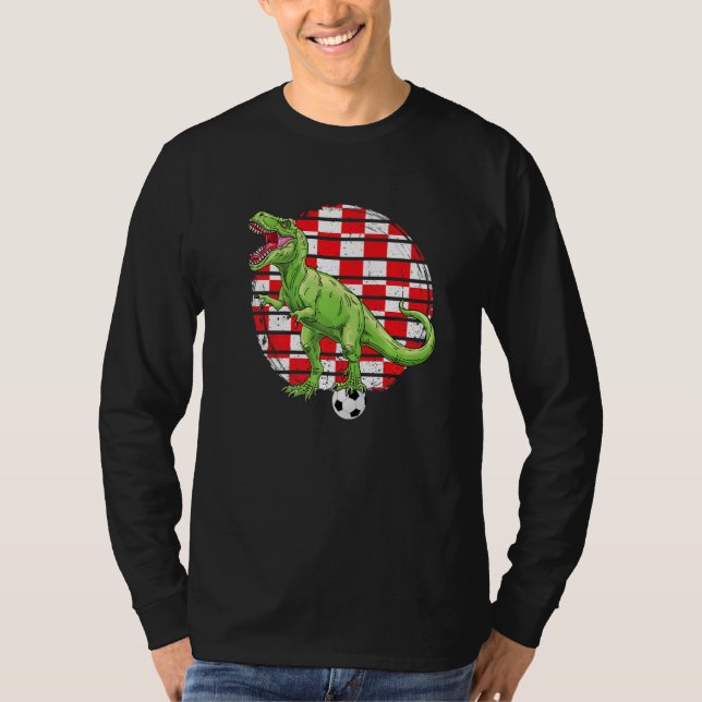 T-shirt Soccer Dinosaur Trex Croatia Flag Boys Girls Toddl (Devant)