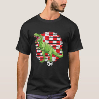 T-shirt Soccer Dinosaur Trex Croatie Drapeau Garçons Fille
