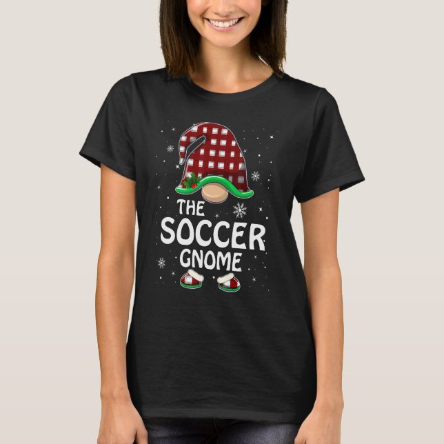 T-shirt Soccer Gnome Buffalo Red Plaid Correspondant Famil (Devant)