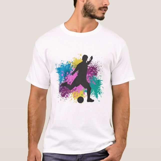 T-shirt Soccer Grungy Couleur Splashes (Devant)