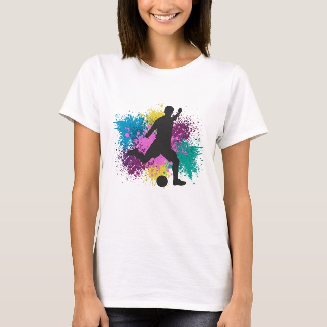 T-shirt Soccer Grungy Couleur Splashes (Devant)