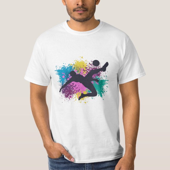 T-shirt Soccer Grungy Couleur Splashes (Devant)