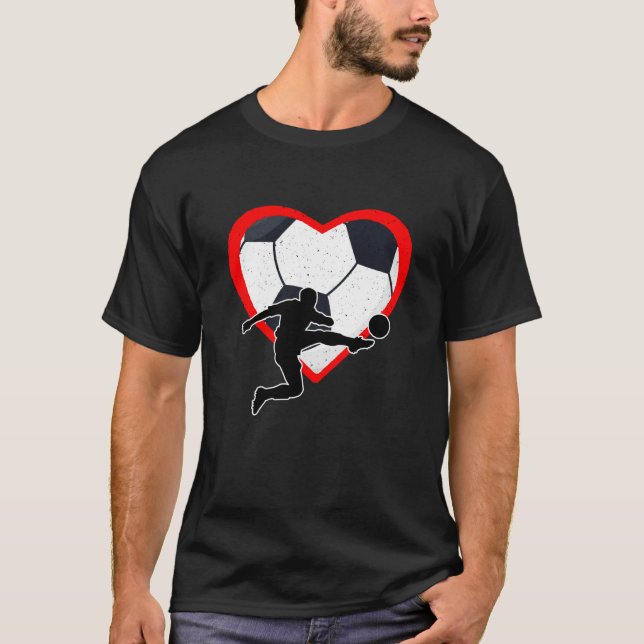 T-shirt Soccer Heart Sport Love Anti Valentines Day (Devant)