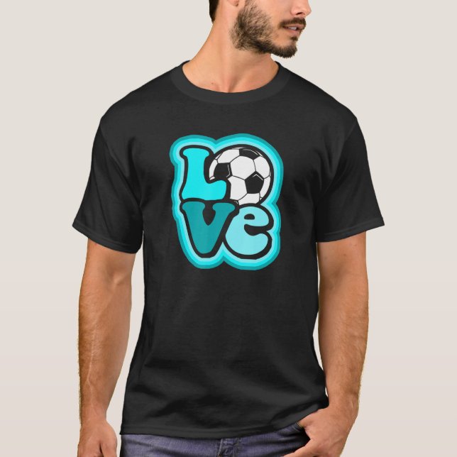 T-shirt Soccer Love for Teen Girls & Women Turquoise Blue  (Devant)