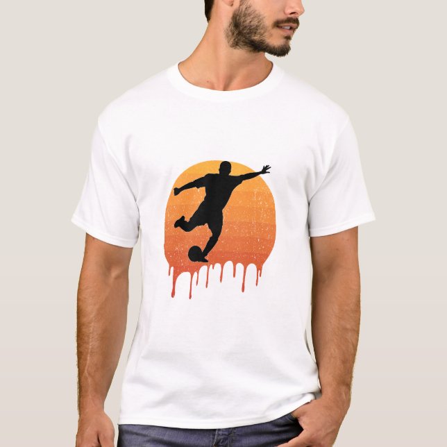 T-shirt Soccer Lover Vintage Retro Sunset (Devant)
